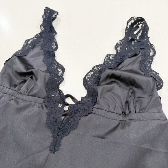 NWT Kat the Label Lacy Silky Babydoll Camisole Black Medium - Picture 2 of 9